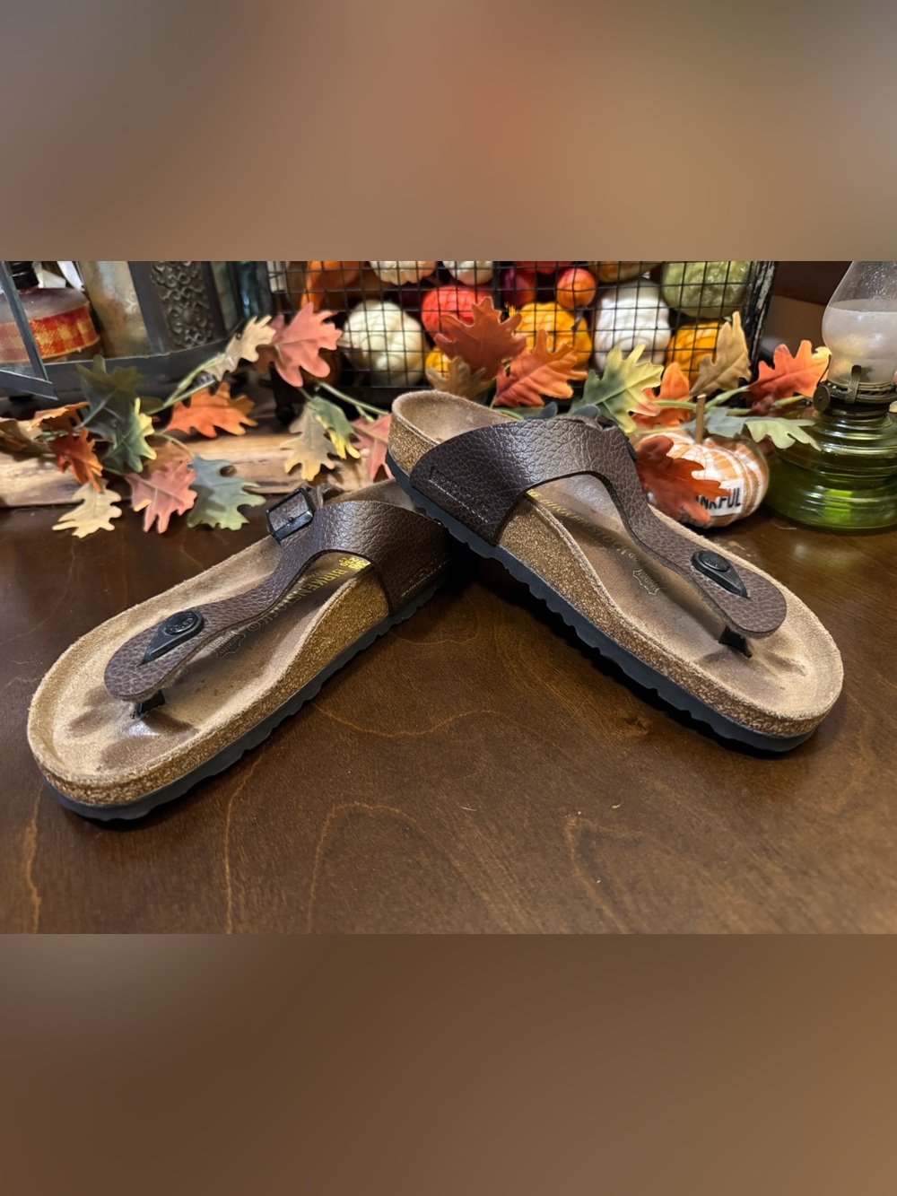 🩴Birkenstock Women's Gizeh Brown Leather Toe-Post Sandals